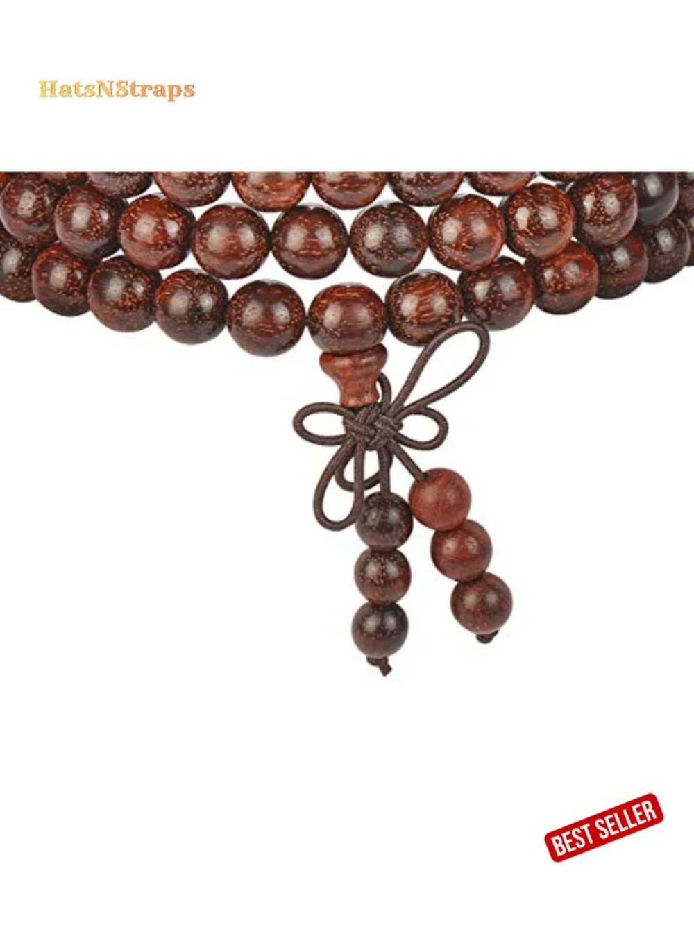 108 Bead Mala Bracelet Meditation Sandalwood Wood Beads 8mm Elastic